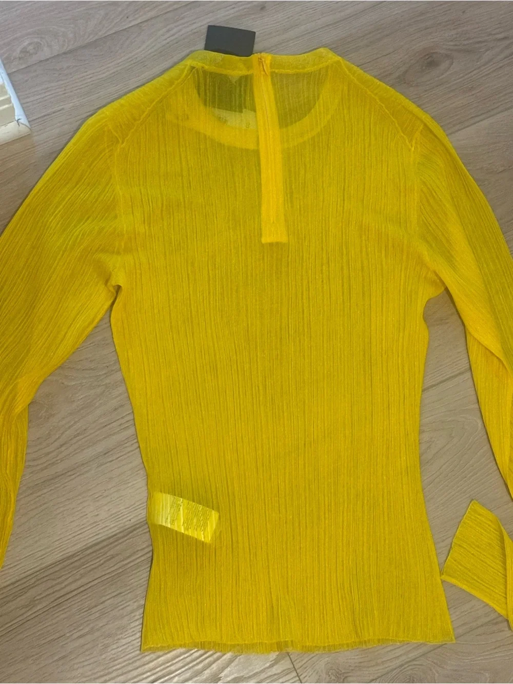 Dolce & Gabbana Bright Yellow Long-Sleeve Sheer Ribbed Top - Picture 3 of 7